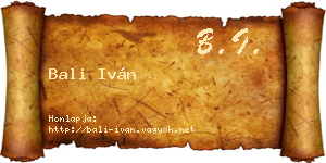 Bali Iván névjegykártya